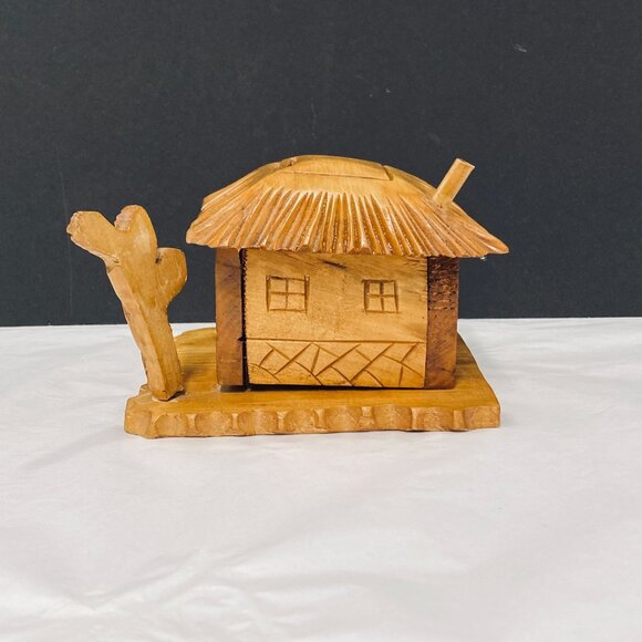 Vintage Hand Crafted Wood Art Tiki Coin Bank - Picture 2 of 10